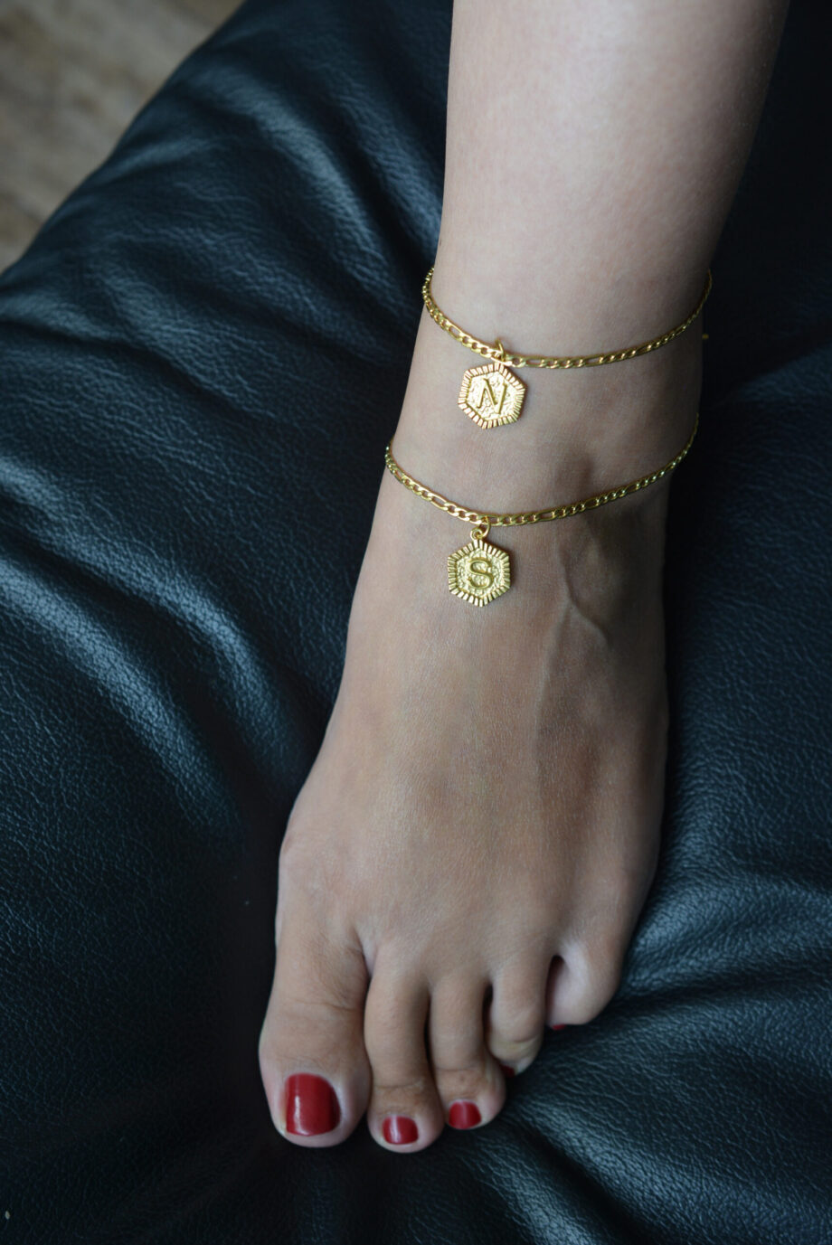 anklet foot bracelet stainless teel monogram
